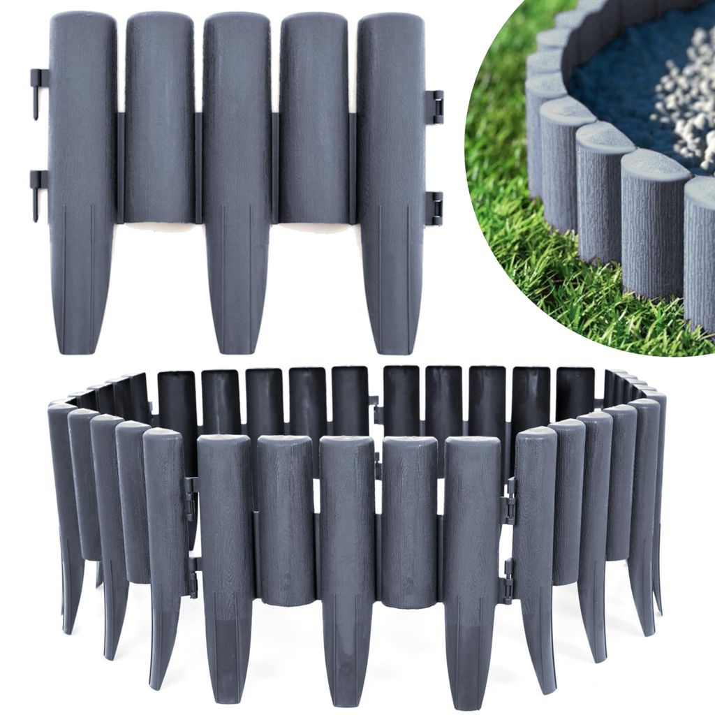 KRUMAD Rasenkante Kunststoff Holzoptik 10 Stück Set 2,8 Produktbild 