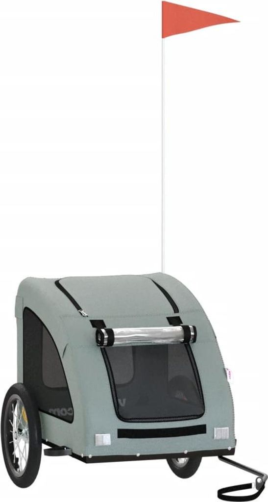 vidaXL Přívěs na jízdní kolo Dogs Grey Oxford Fabric a Iron Obrázek produktu 