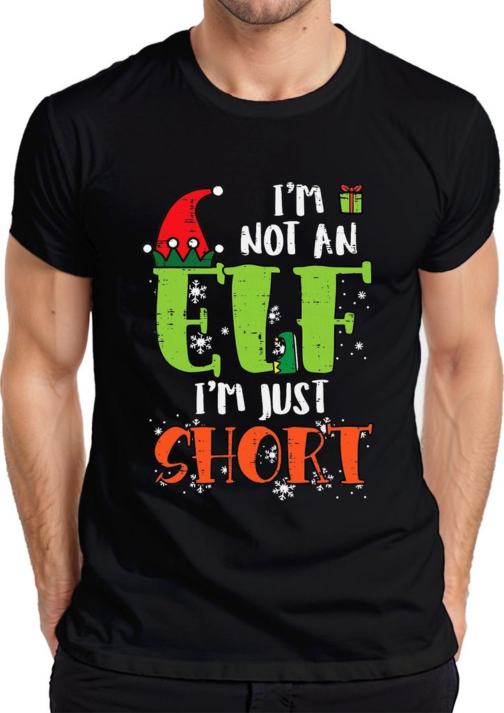 I'm Not An Elf I'm Just Short Weihnachten Elf Geschenk Herren T-Shirt, Schwarz, S