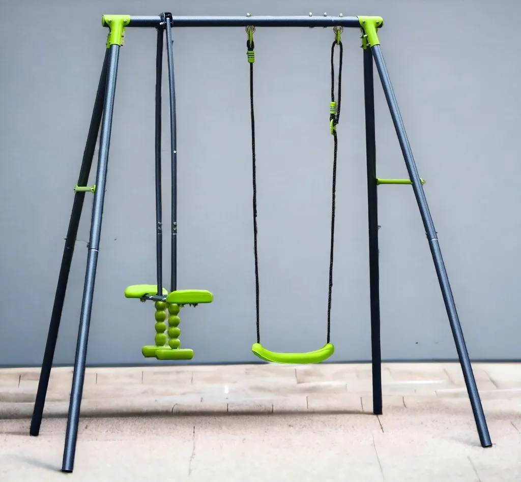 Jeux de jardin pour enfants : balançoire 3 places et cheval à bascule