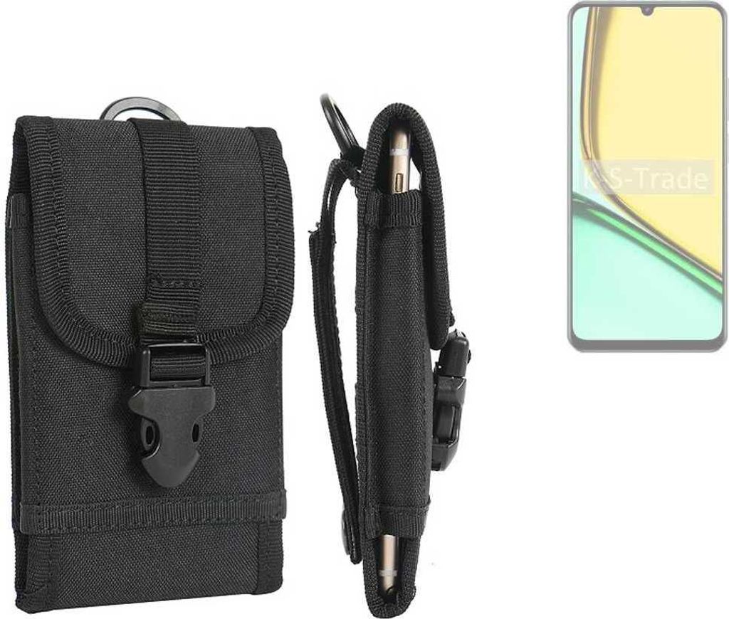 K-S-Trade Holster Handy Hülle kompatibel mit Realme Note 60 Holster Handytasche Gürtel Tasche Schutz Hülle Robust Outdoor schwarz