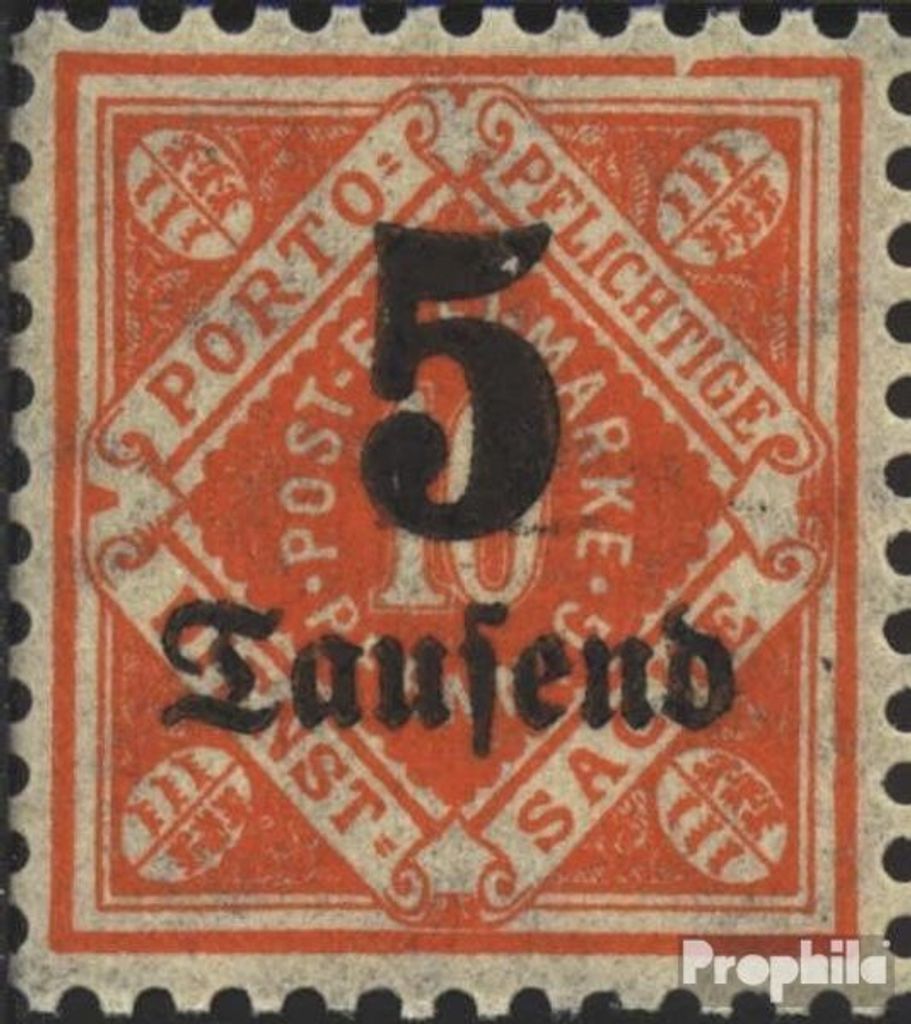 Briefmarken Württemberg 1923 Mi D173II, Einkerbung in der Randlinie (Feld 14) postfrisch Ziffern in Raute