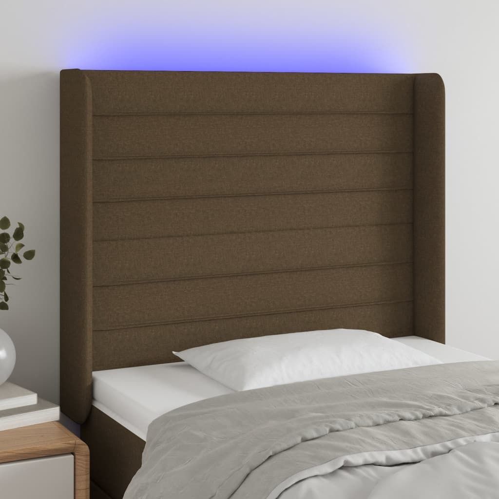 Maison Exclusive - LED Kopfteil Dunkelbraun 93x16x118/128 cm Stoff