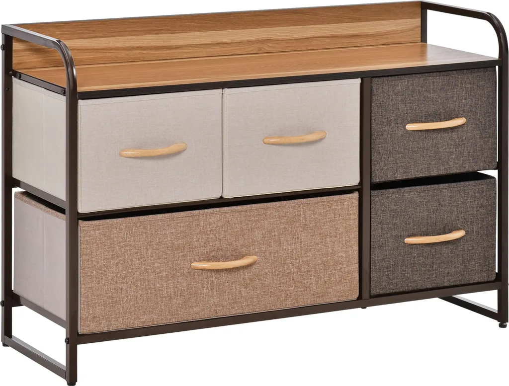 Petit meuble de rangement 5 tiroirs pliables design bois et métal
