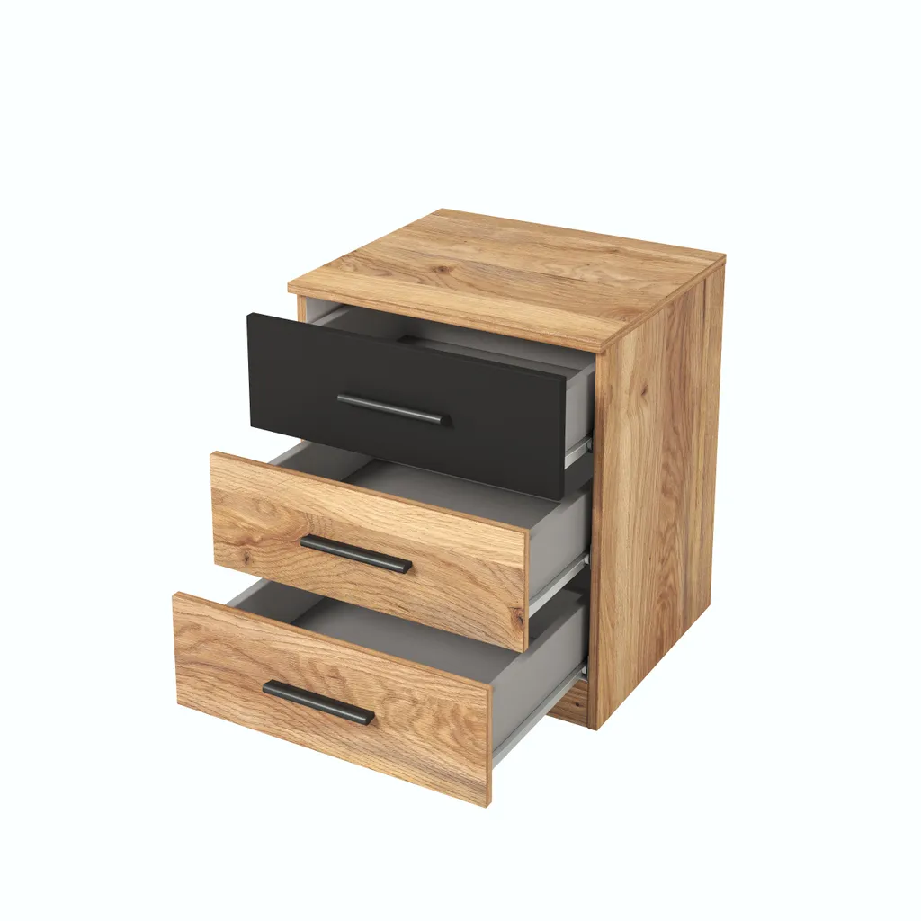 Comodino CROWEL - rovere mauvella / nero - 2