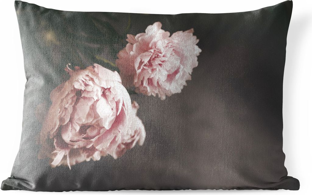 MuchoWow Outdoor Kissen - Blumen - Rosa - Pfingstrose - Stilleben - 60x40 cm - Wetterfest - Lounge Kissen - Zierkissen - Kissen für Innenräume