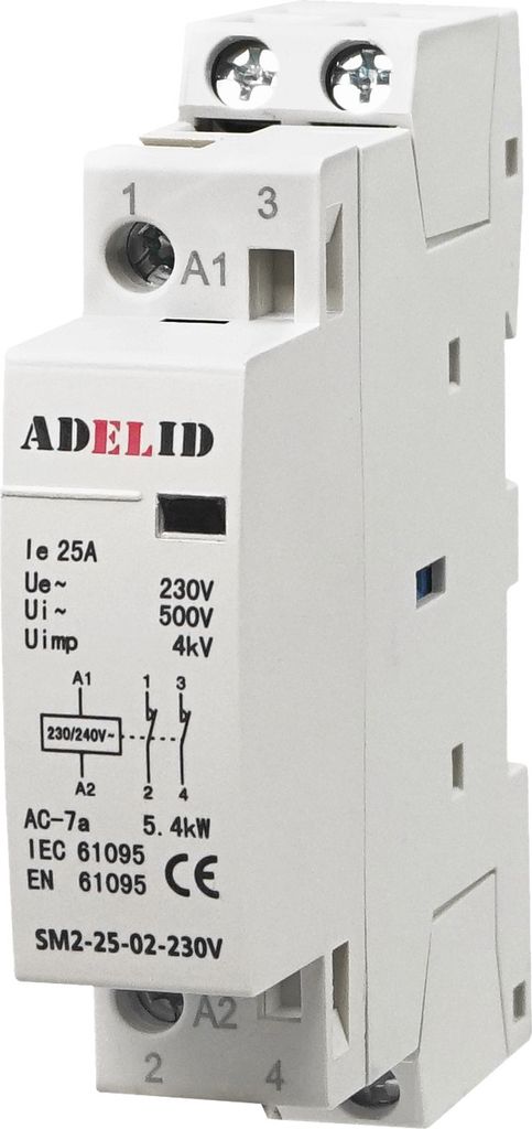 A close-up studio shot of a white electrical component.