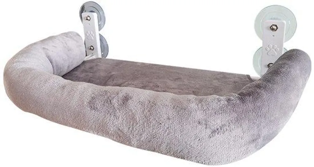 Hamac de fenêtre pour chat 45x30cm gris avec ventouses robustes 30kg