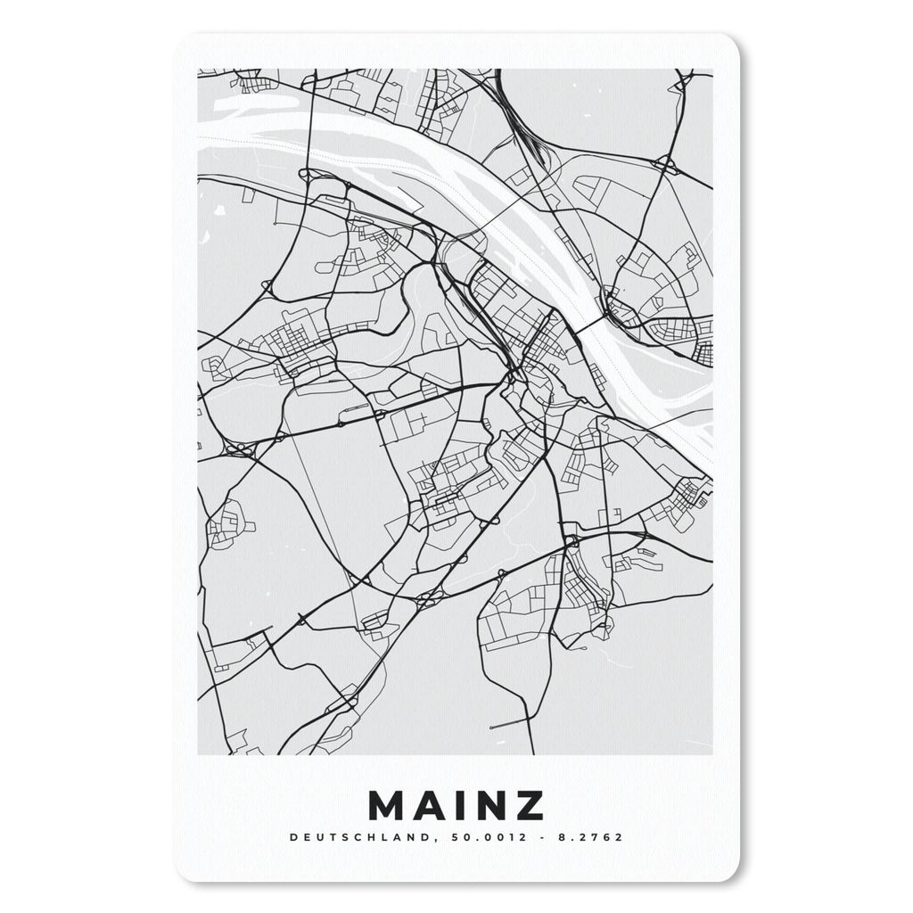 MuchoWow Mauspad Mousepad Stadtplan - Deutschland - Mainz - Karte 18x27 cm - Mousepads - Maus Mat - Pad - Mausunterlage