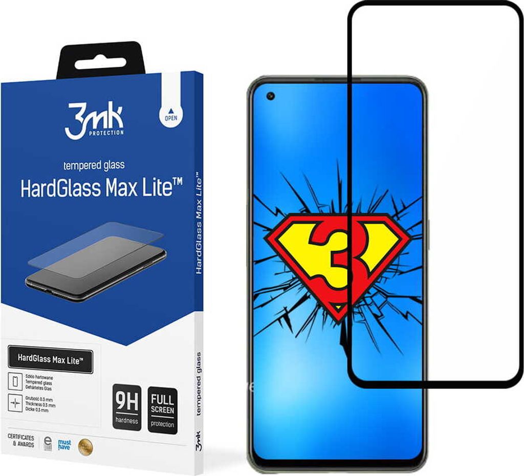 3mk Display Gehärtetes Glas HardGlass Max Lite für OnePlus Nord CE 2 Lite 5G 0,3mm 9H