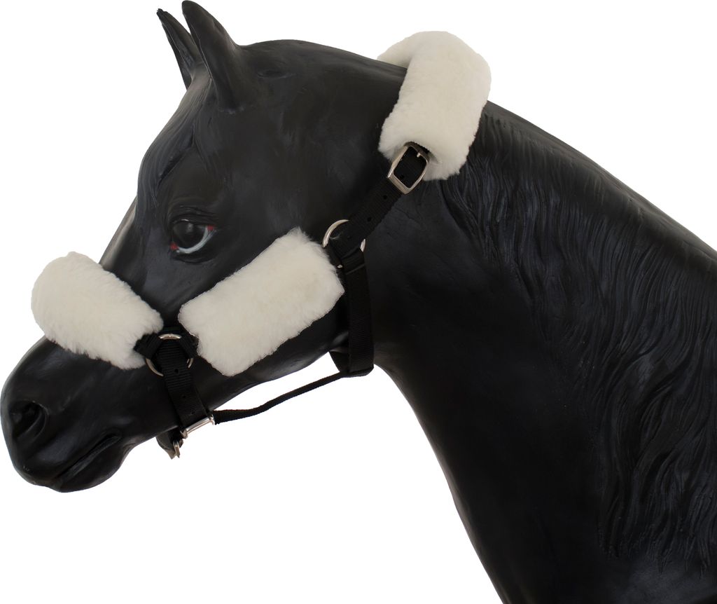 Engel Reitsport SET4 Lammfell Halfter Schoner - Genick, Nasen und Backenschoner Weiss
