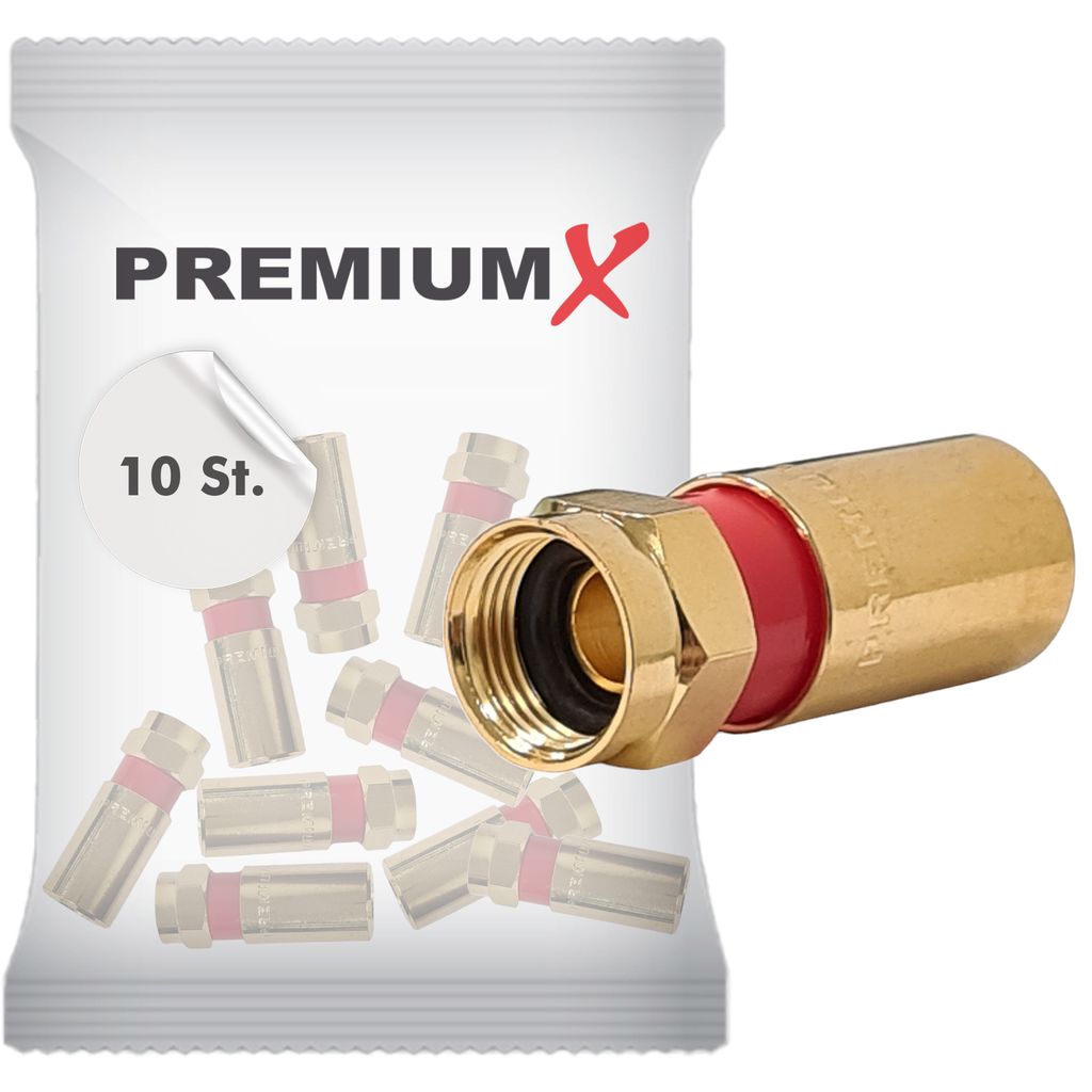PremiumX 10x Kompressionsstecker XCon G7 F-Kompressionsstecker 7 bis 7,5mm für SAT Kabel Koaxialkabel 120db 130db 135db