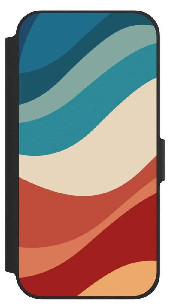 NIVOCASE Klapphülle für Apple iPhone 12 Pro Handyhülle aus Kunst Leder NIVOflip schwarz Farbe Farbverlauf Welle