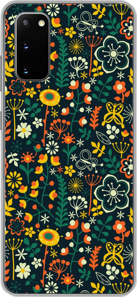 MuchoWow Handyhülle Schutzhülle Hülle für Telefoonhoesje Samsung Galaxy S20 Mädchen - Schmetterling - Pflanzen - Muster - Mädchen - Kinder ...