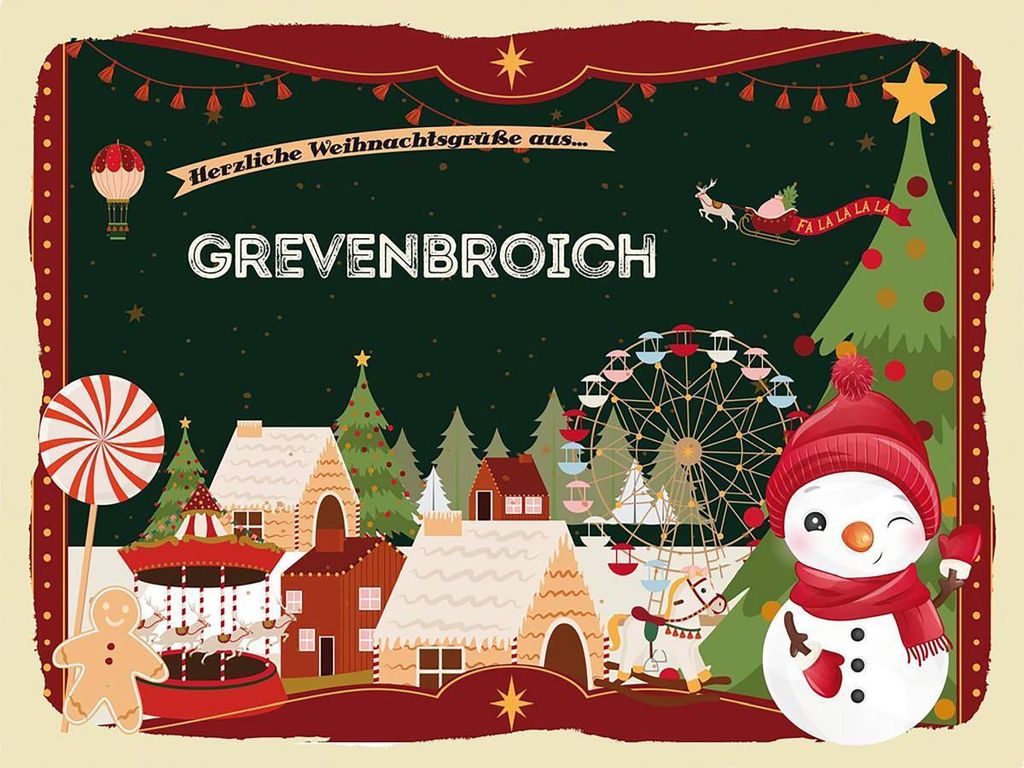 vianmo Holzschild 30x40 cm Weihnachtsgrüße aus Grevenbroich Produktbild 