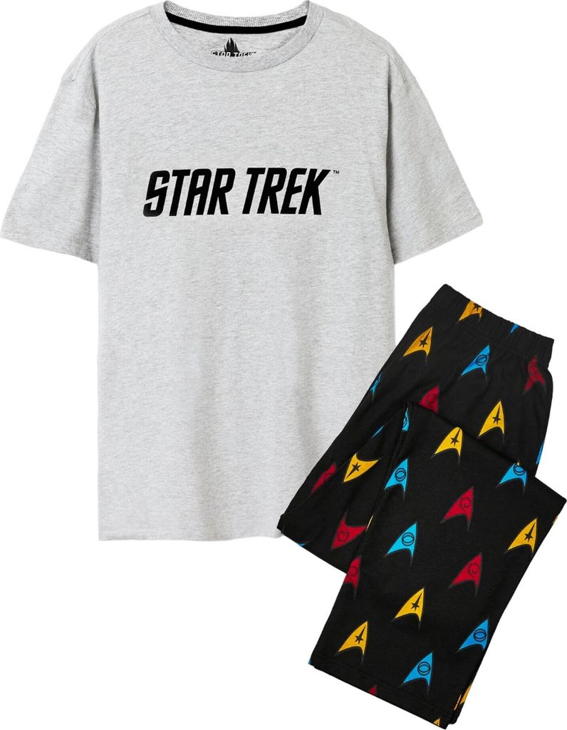 Star Trek - Schlafanzug Rundum bedruckt für Herren NS7610 (S) (Schwarz/Grau)
