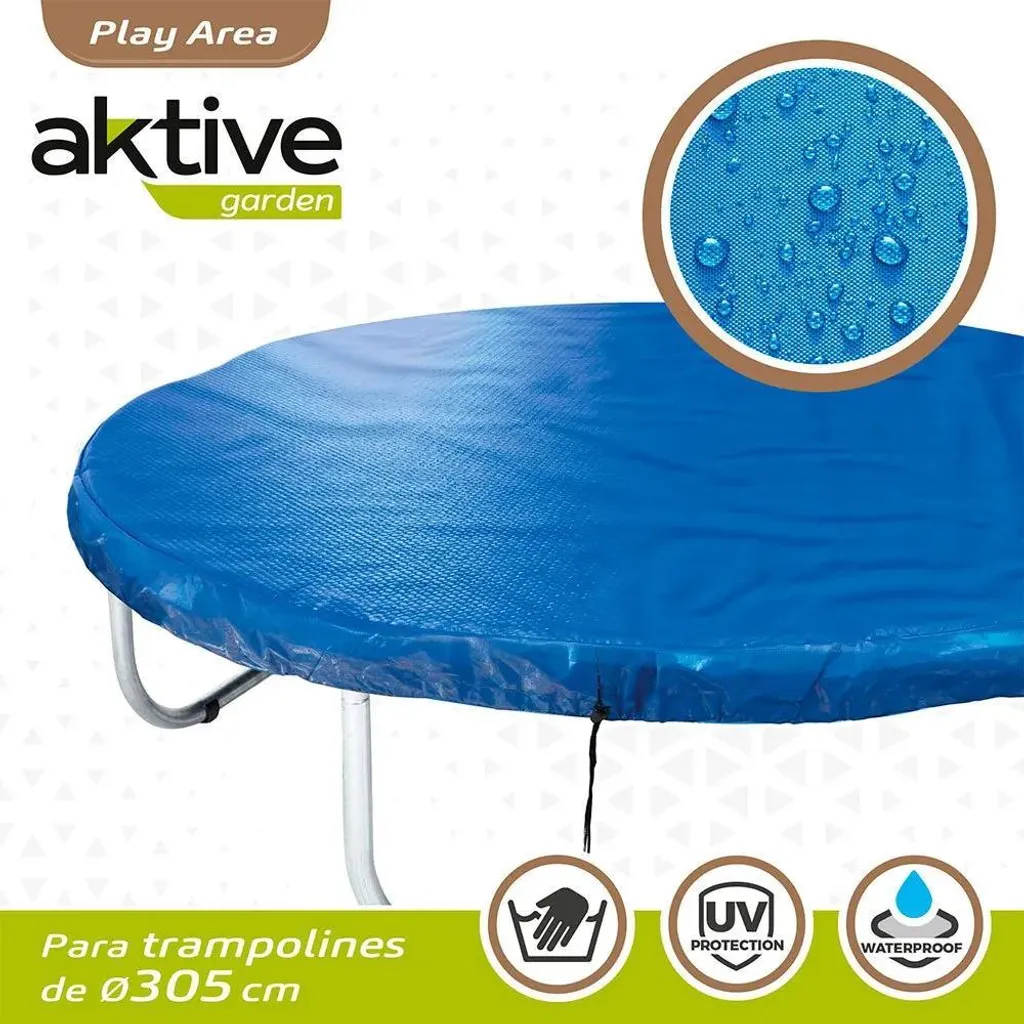 Bâche trampoline contre l'eau et le soleil bleu protection UV intégrale - 3