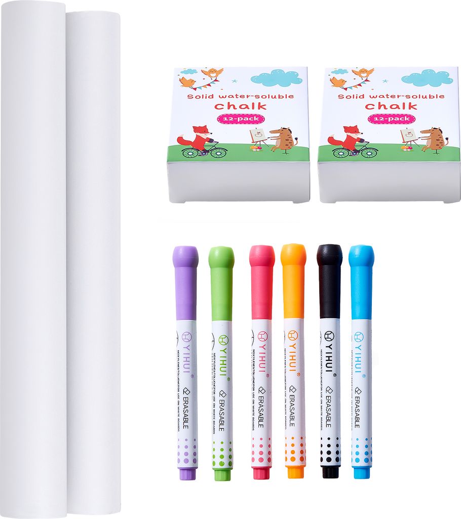 SucceBuy 32-teiliges Staffelei-Zubehörset für Kinder, Kunst-Malset mit Kreiden, Markern, Papierrollen, Zubehör für Standstaffelei, Kunstzubehö...