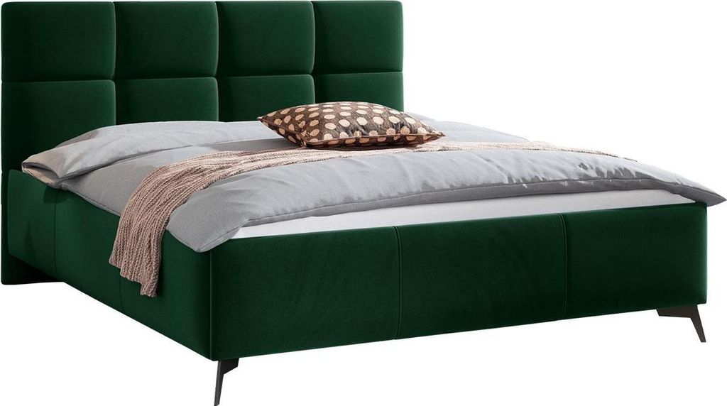 MIRJAN24 Polsterbett Genua, Bett mit Bettkasten, Polsterkopfteil, Gasdruckfeder und Metallfüße (Farbe: Fresh 13, Größe: 180x200 cm)