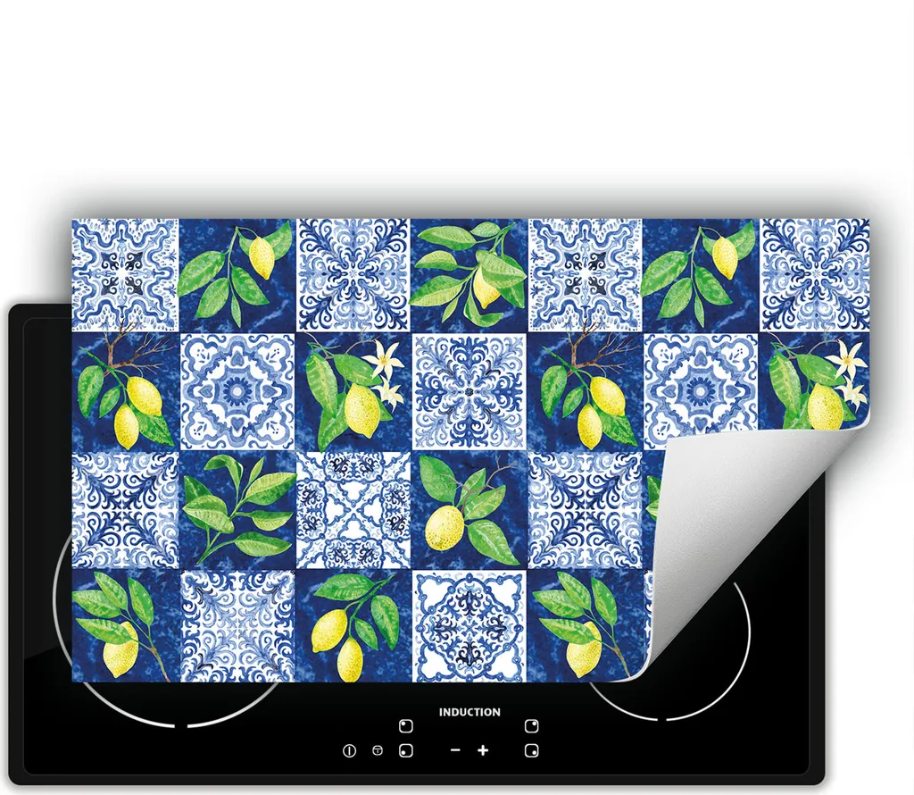 DarHaus Piastra Protettiva 90x52 cm | Tappetino Mosaico Blu Induzione