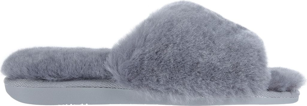 Vanuba - Damen Plüsch Hausschuhe Lammfell Schafwolle D010 Grau, Größe 36 EU