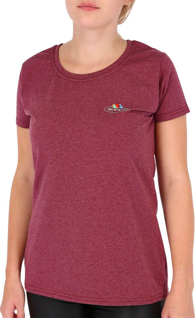 Fruit of the Loom Damen T-Shirt mit Vintage-Logo Farbe: vintage rot meliert Größe: L