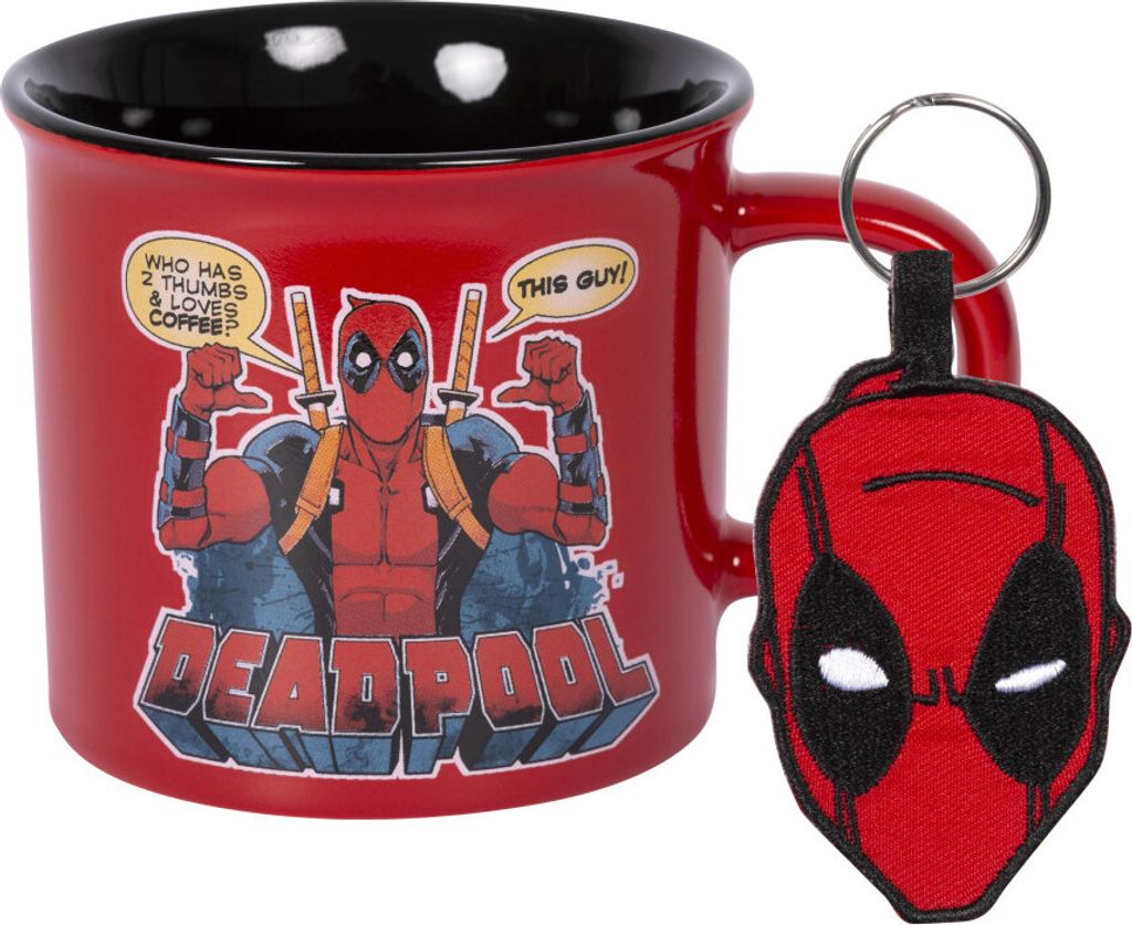 Deadpool Campingtasse Set mit Schlüsselanhänger, 330 ml
