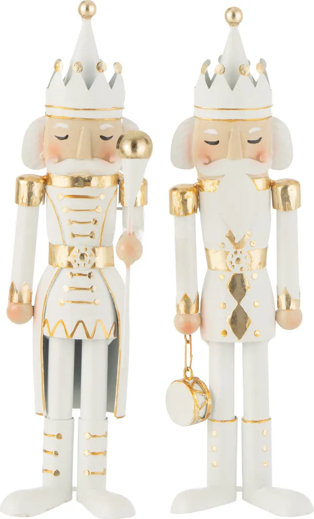 Figurine Casse-Noisette en Métal Blanc et Or - Décoration de Table Chic