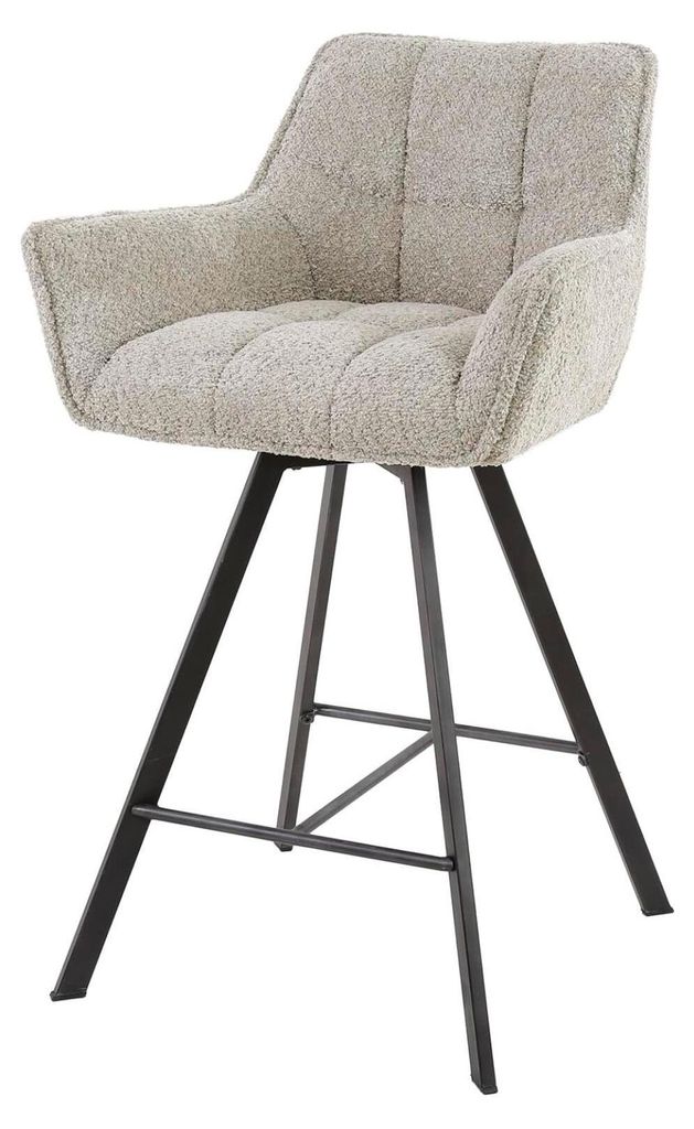 FURNLUX Barhocker Raster Beige Und Schwarz 56cm / Hauptfarbe: Beige / Abmessungen: 56 x 95 x 52 cm