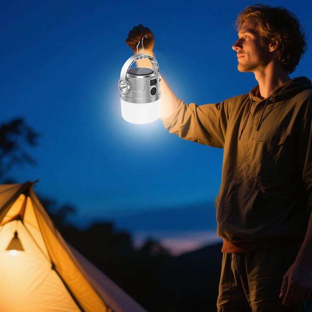 Solarbetriebene Laterne – Campingleuchte für draußen | Tragbare Multifunktionslampe für Zeltbeleuchtung | Wanderfackel | Solar-Blitzlampe für...