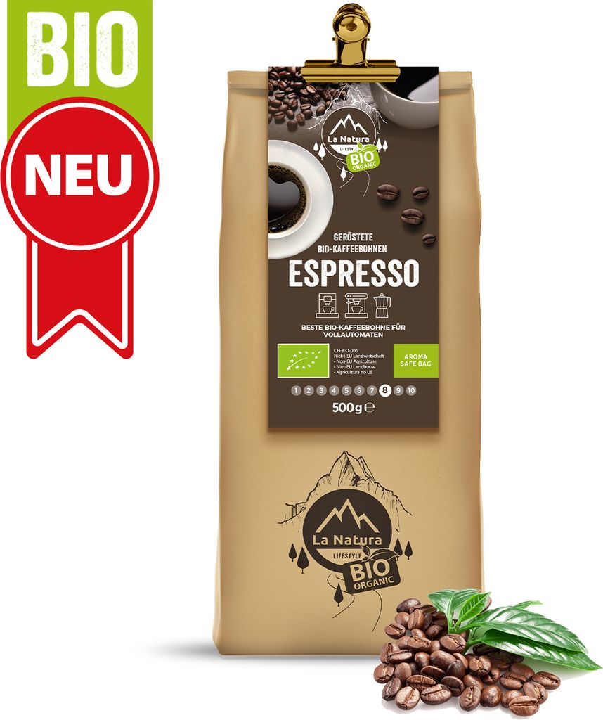 Espresso Kaffeebohnen 500g | La Natura Lifestyle| Langzeitröstung | ganze Bohne