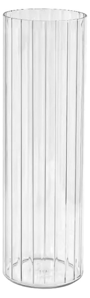 Transparente, zylindrische Acrylvase für Pflanzensträuße, bruchsicher, hohe, gerippte Vase für Tischdekorationen, Hochzeiten und Wohnaccessoires