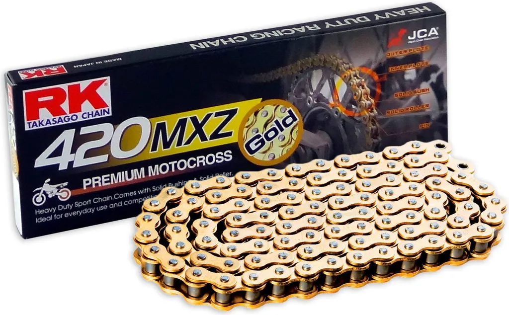 Chaîne moto RK GB420MXZ 134 maillons idéale pour le motocross de loisir
