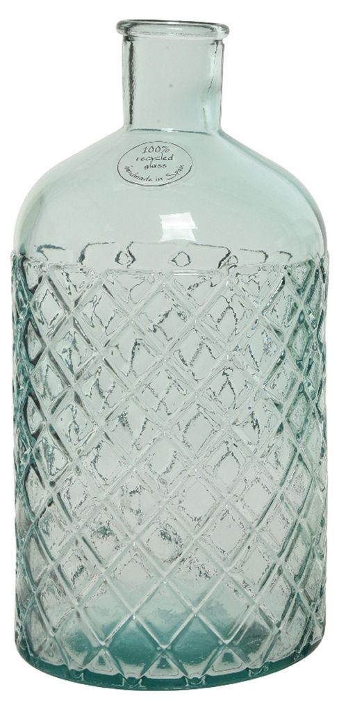 Decoris Blumenvase - recyceltes Glas - D14 x 28 cm - Flaschenvase