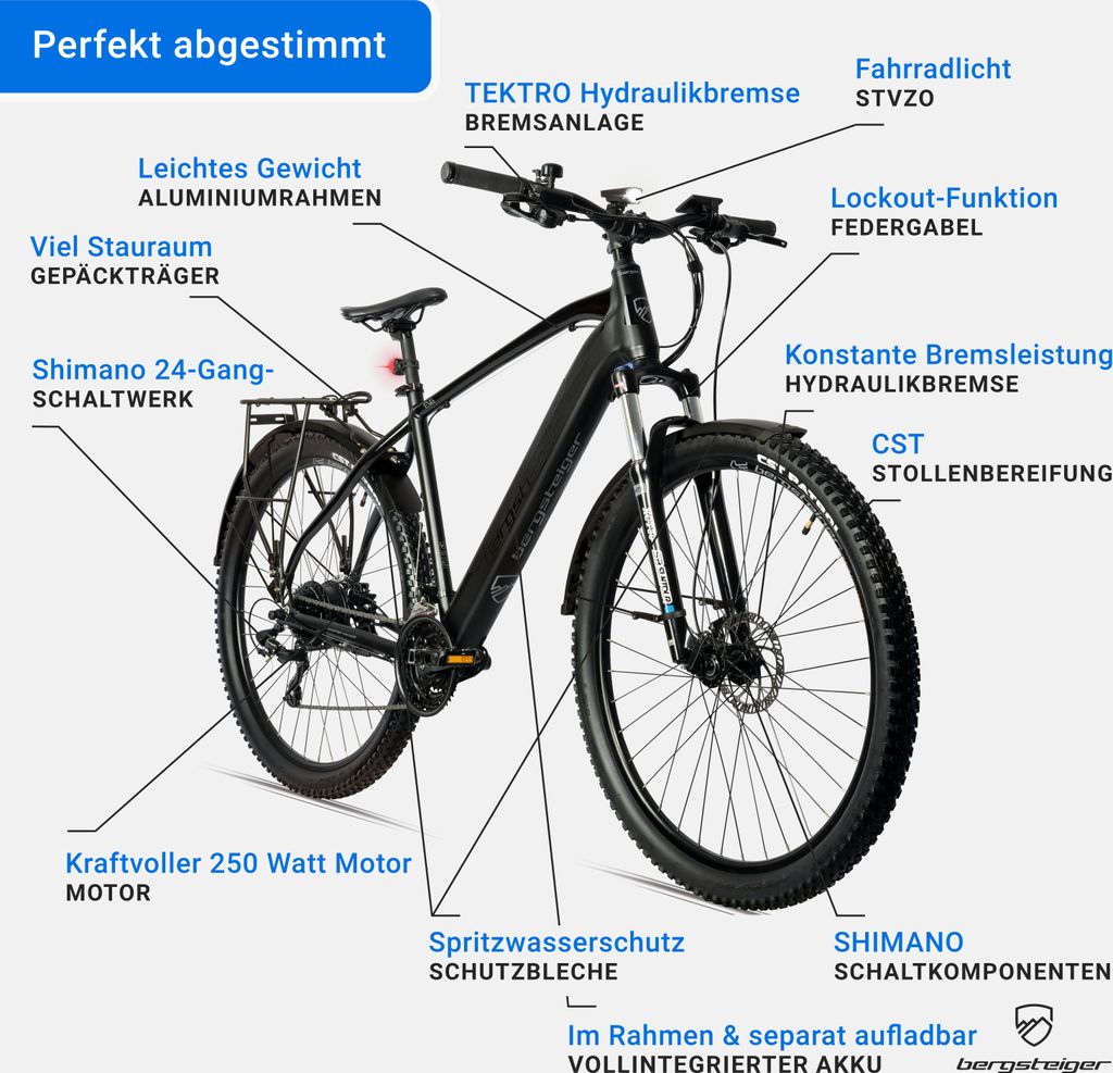 Bergsteiger Cannock 29 Zoll E-Bike mit 250 Watt Motor 36V Produktbild 9