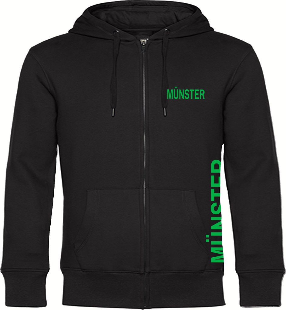 multifanshop Kapuzen Sweatshirt Jacke - Münster - Brust & Seite, schwarz, Größe 3XL