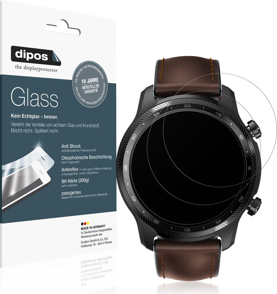 1x Schutzfolie für Ticwatch Pro 3 Ultra matt - Anti-Shock 9H Folie dipos Glass Kunststoffglas