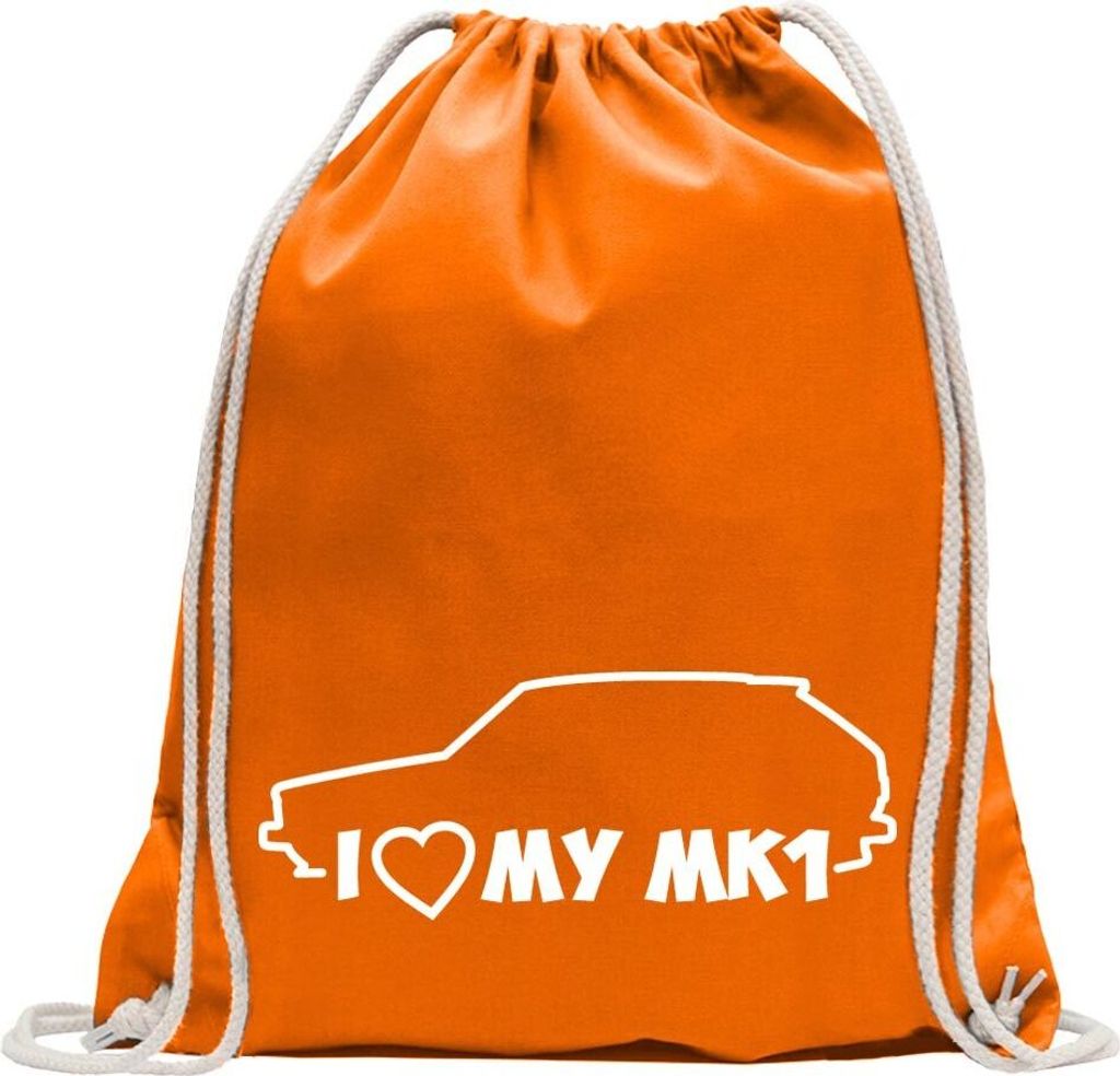 Kiwistar - Turnbeutel - mandarin - I Love my MK1 - Fun Rucksack Sport Beutel Gymsack Baumwolle mit Ziehgurt