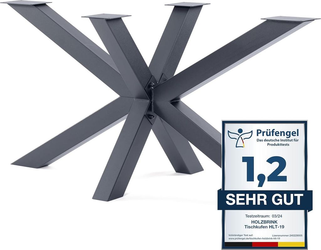 HOLZBRINK Tischbeine aus Metall, Tischgestell für Esstisch Gartentisch Konferenztisch, 150x70x72 cm (LxBxH), Grau, 1 Stück