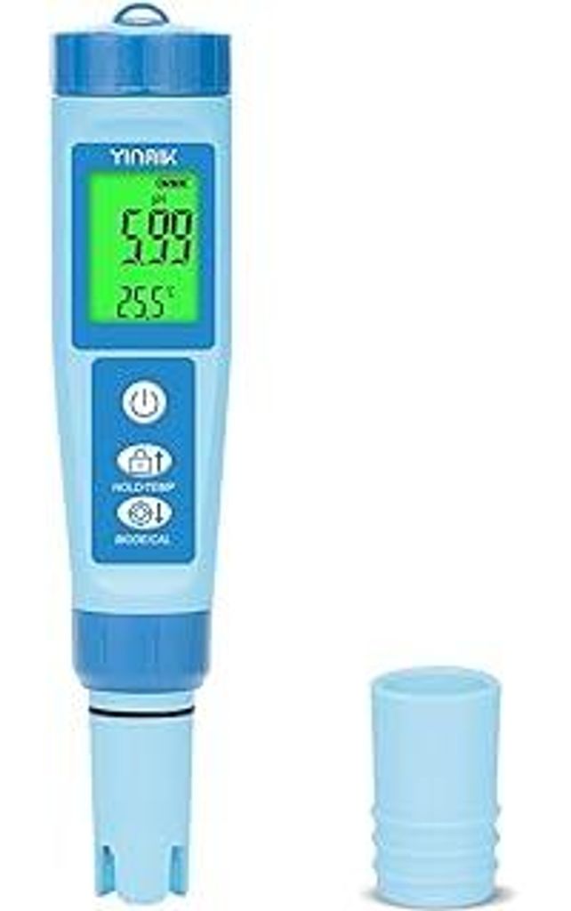 pH Messgerät Wasser, pH EC Messgerät Grow, TDS-Tester für Trinkwasser, YINMIK pH EC Messgerät für Hydrokultur, Digitales 4-in-1 pH Leitfähigk...