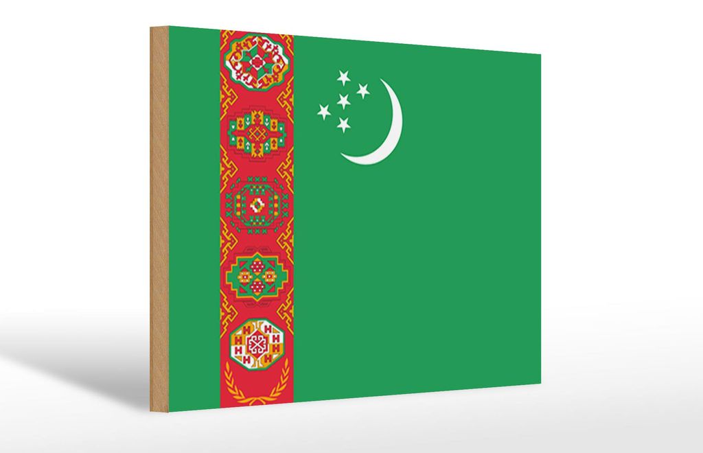 Holzschild Flagge Turkmenistans 30x20cm Flag Turkmenistan