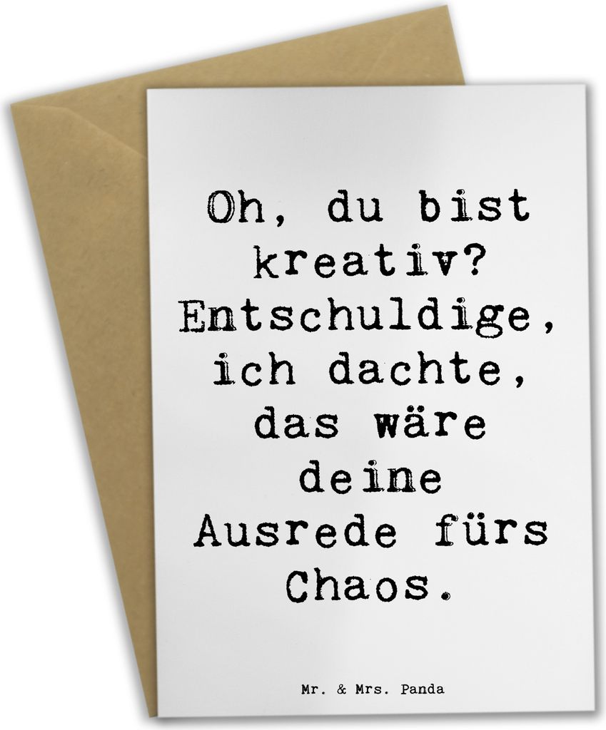 Mr. & Mrs. Panda Grußkarte Spruch Kreatives Chaos - Weiß - Geschenk, Individuell, charmant, Stimmung, dankeskarten, Gefühl, weihnachtskarten, Mu...