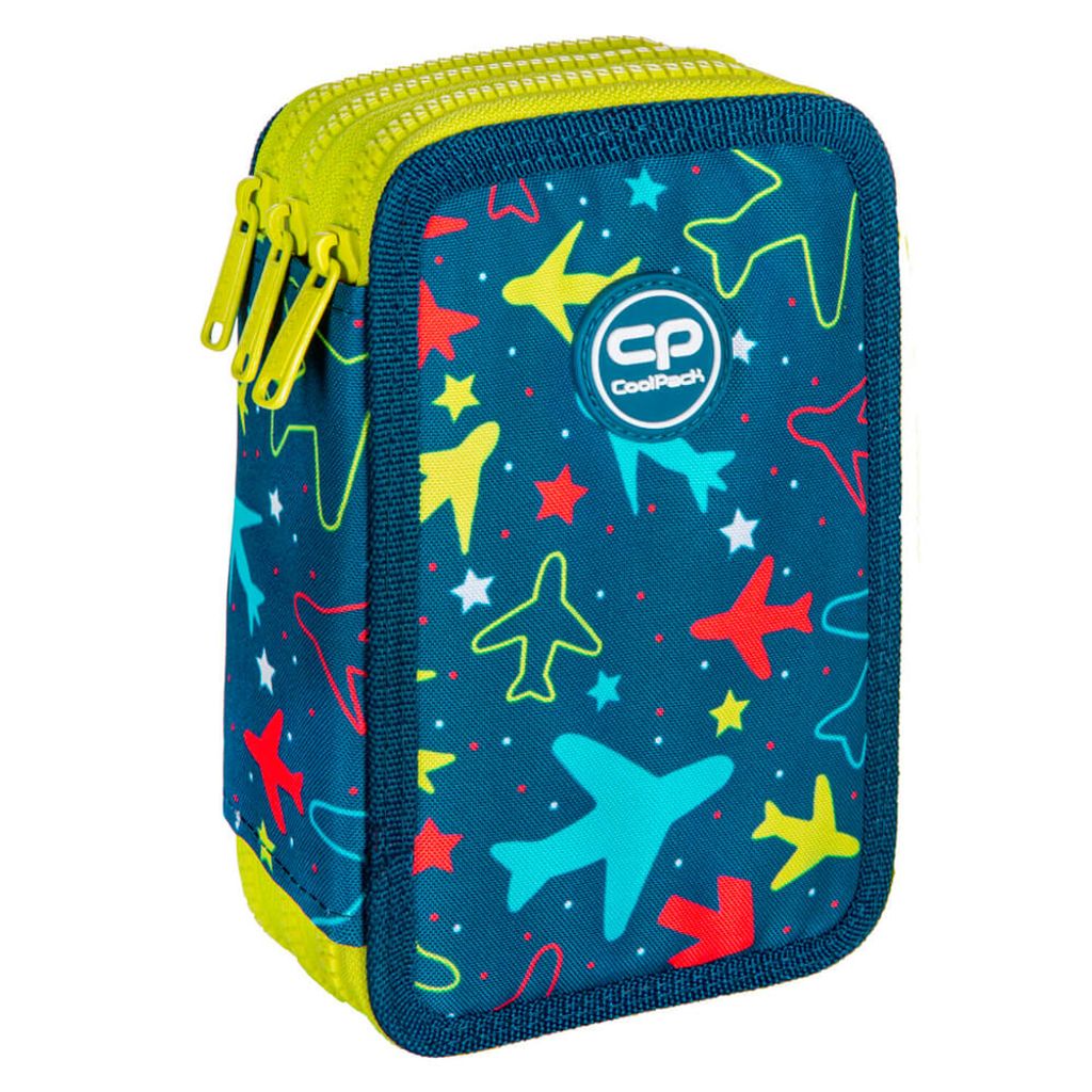 Coolpack Federmäppchen JUMPER 2 BLACK | 2 Fächer, Mit Stiften & Zubehör, Aus Wasserfestem Polyester