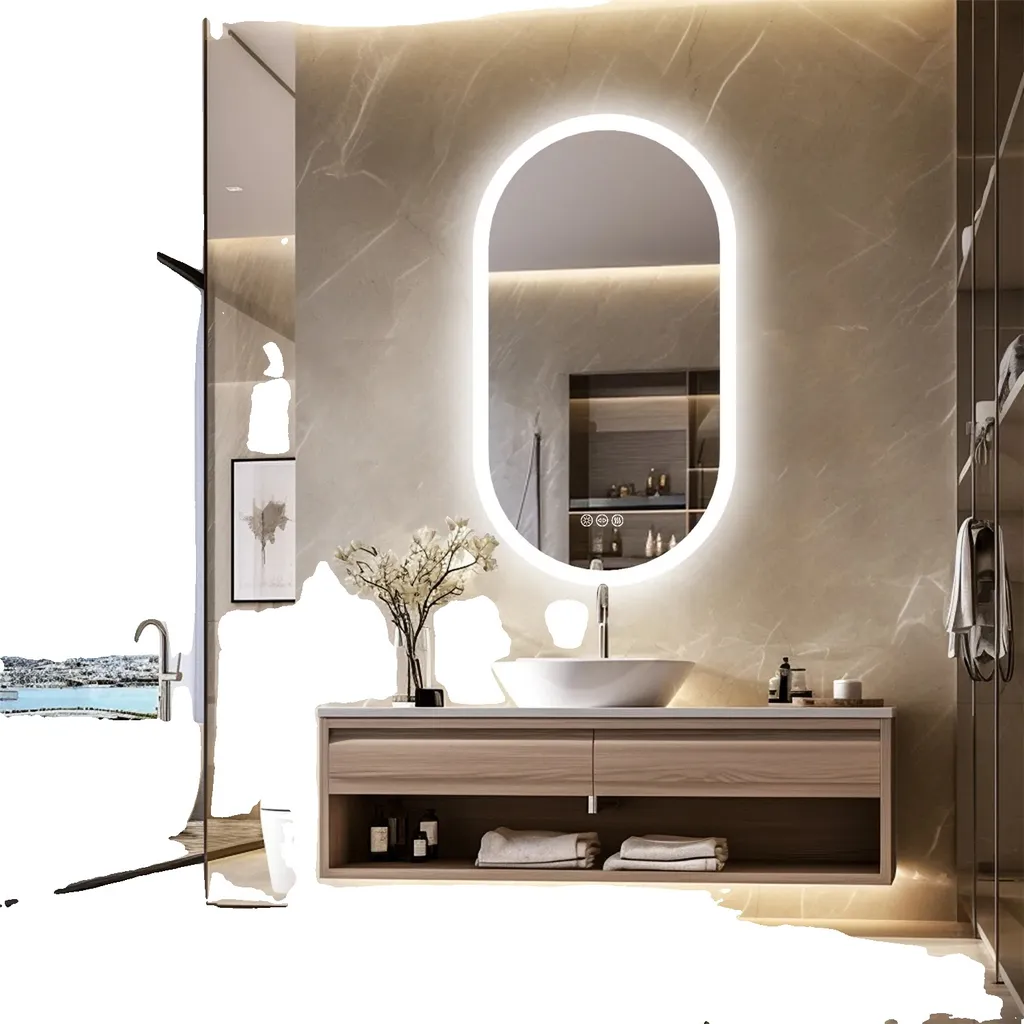 Miroir de salle de bain LED 20x40 pouces avec fonction antibuée active