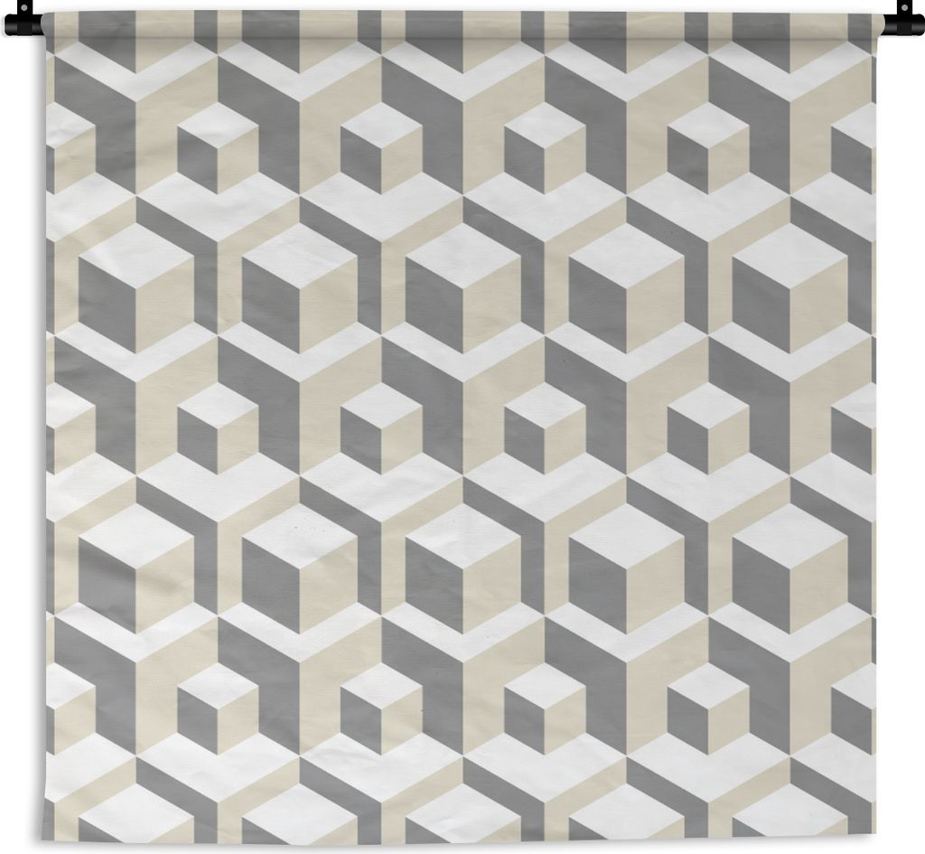 MuchoWow Wandteppich Wandbehang Würfel - 3D - Muster 90x90 cm Tapisserie Dekoration Wandtuch - Wandaufhänger