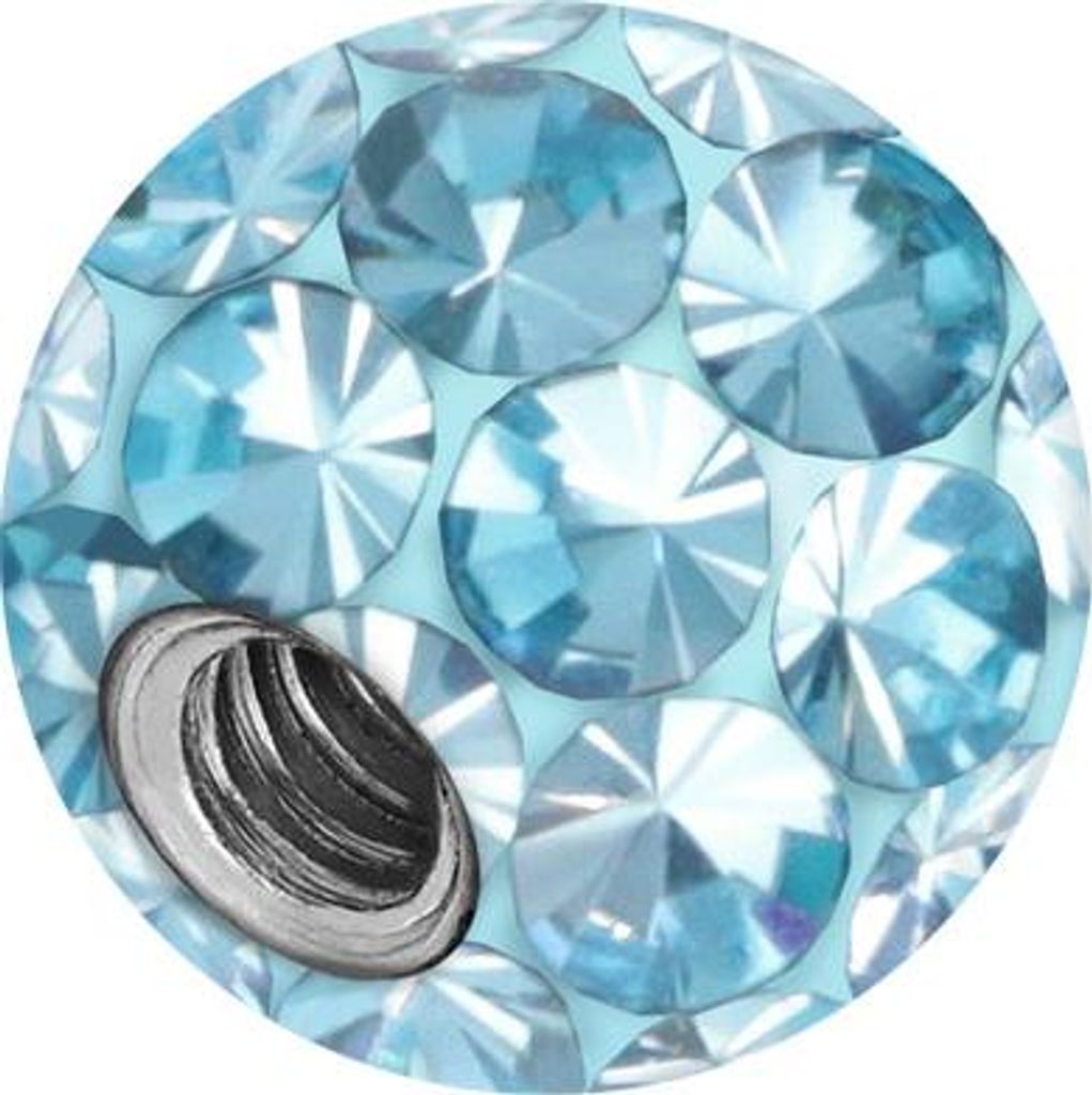 Titan Schraubkugel SPEZIAL-KRISTALLE + EPOXY Kristallfarbe: Hellblau Gewinde: 1,6mm | Kugelgröße: 4mm