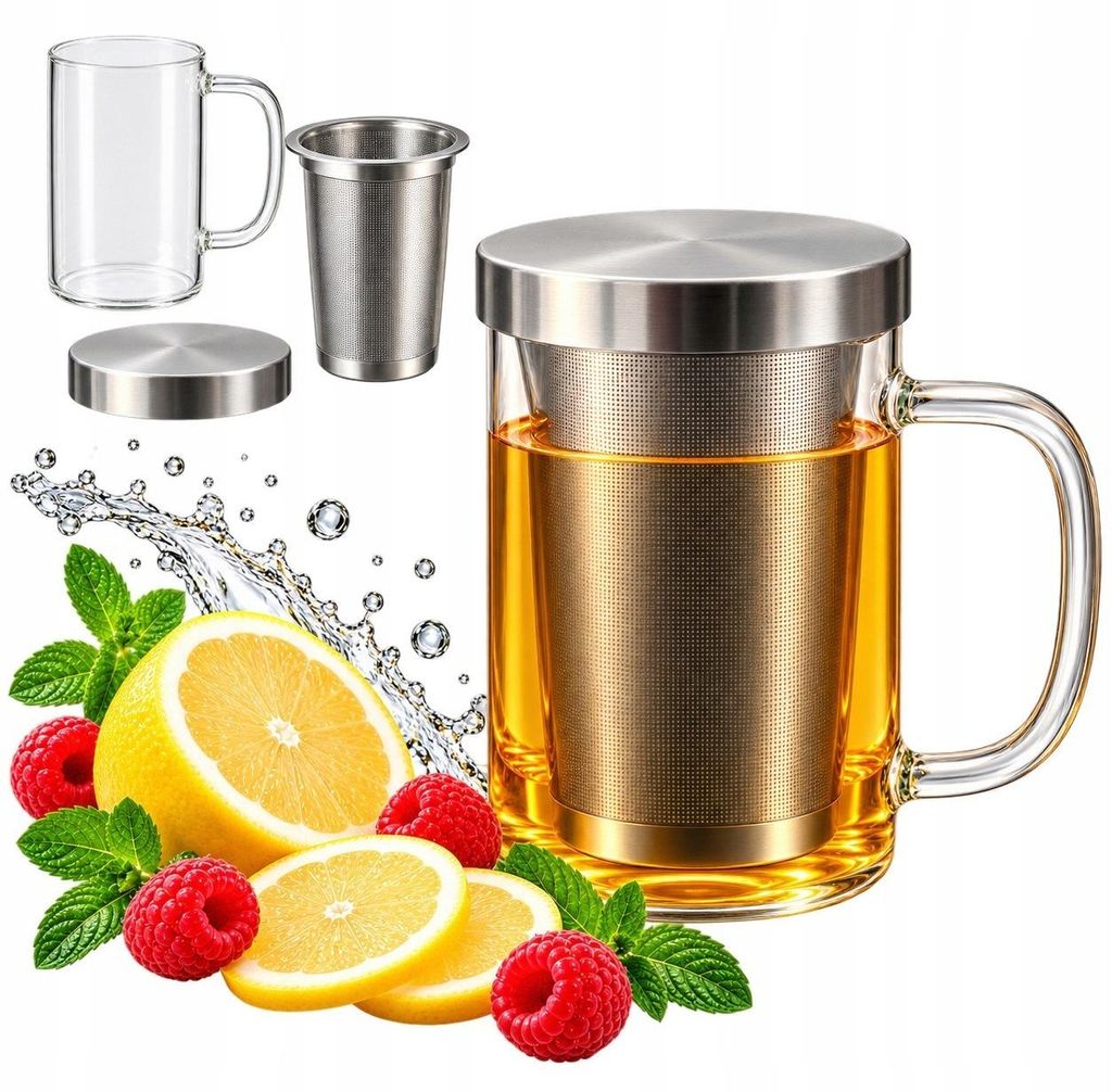 Glazen theepot met filter en deksel, 400 ml, gemaakt van Productafbeelding 