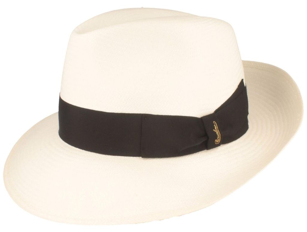 Borsalino klassischer Bogart Panama Strohhut breite Krempe in weiß