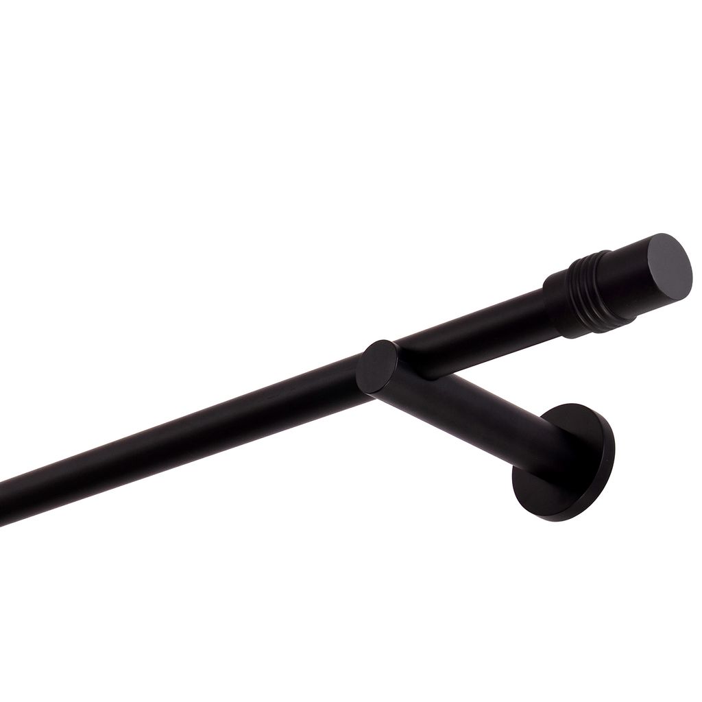 Gardinenstange Schwarz Matt stabile Vorhangstange 19 mm mit Zylinder einfache Montage, Montageort: Wand, 1-läufig, 420 cm