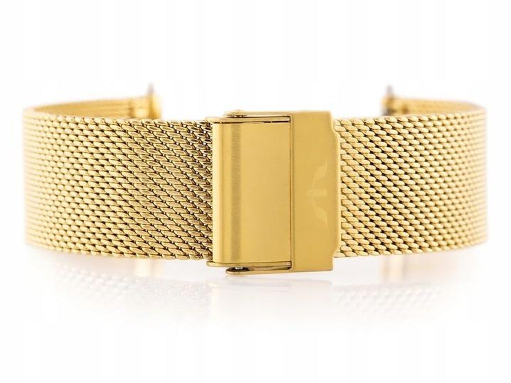 Uhrenarmband BISSET 12mm Gold Edelstahl Armband Damen Herren Ersatzband Faltschließe Verstellbar Elegant +Gravur